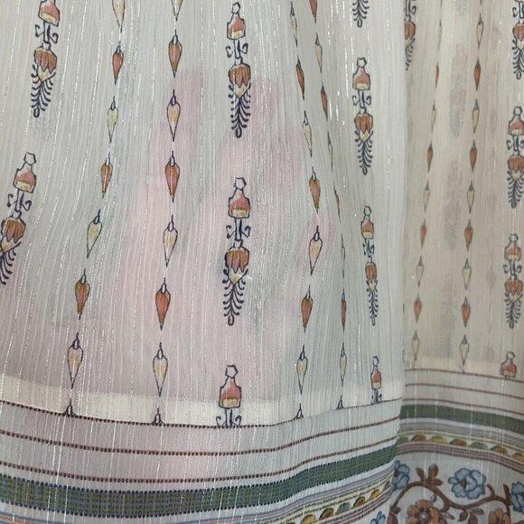 Lauren Conrad Printed Chiffon Peasant Top Zina Geo Sunkiss Size Medium - Picture 3 of 12